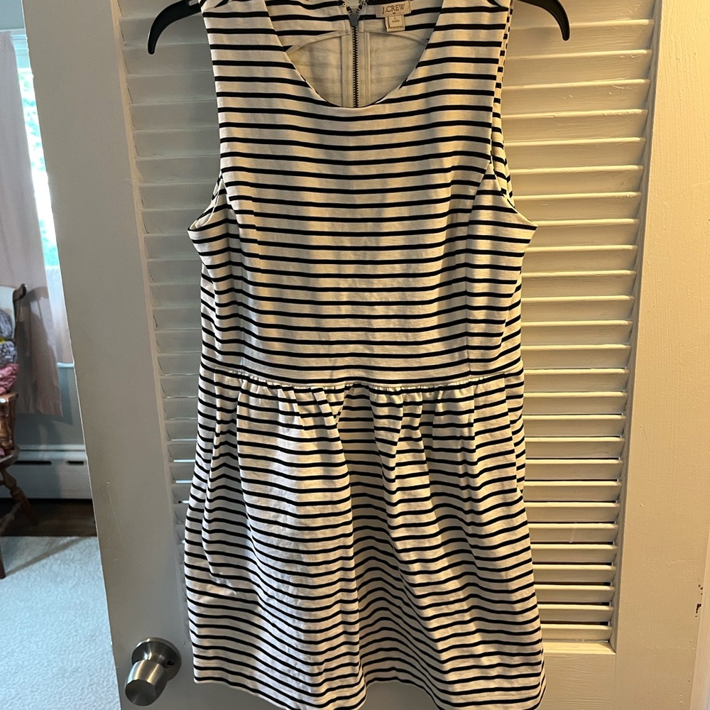 J. Crew Black and White Striped Dress, size L petite.
